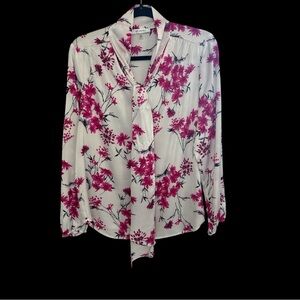 Floral Women's Top - Pink and White